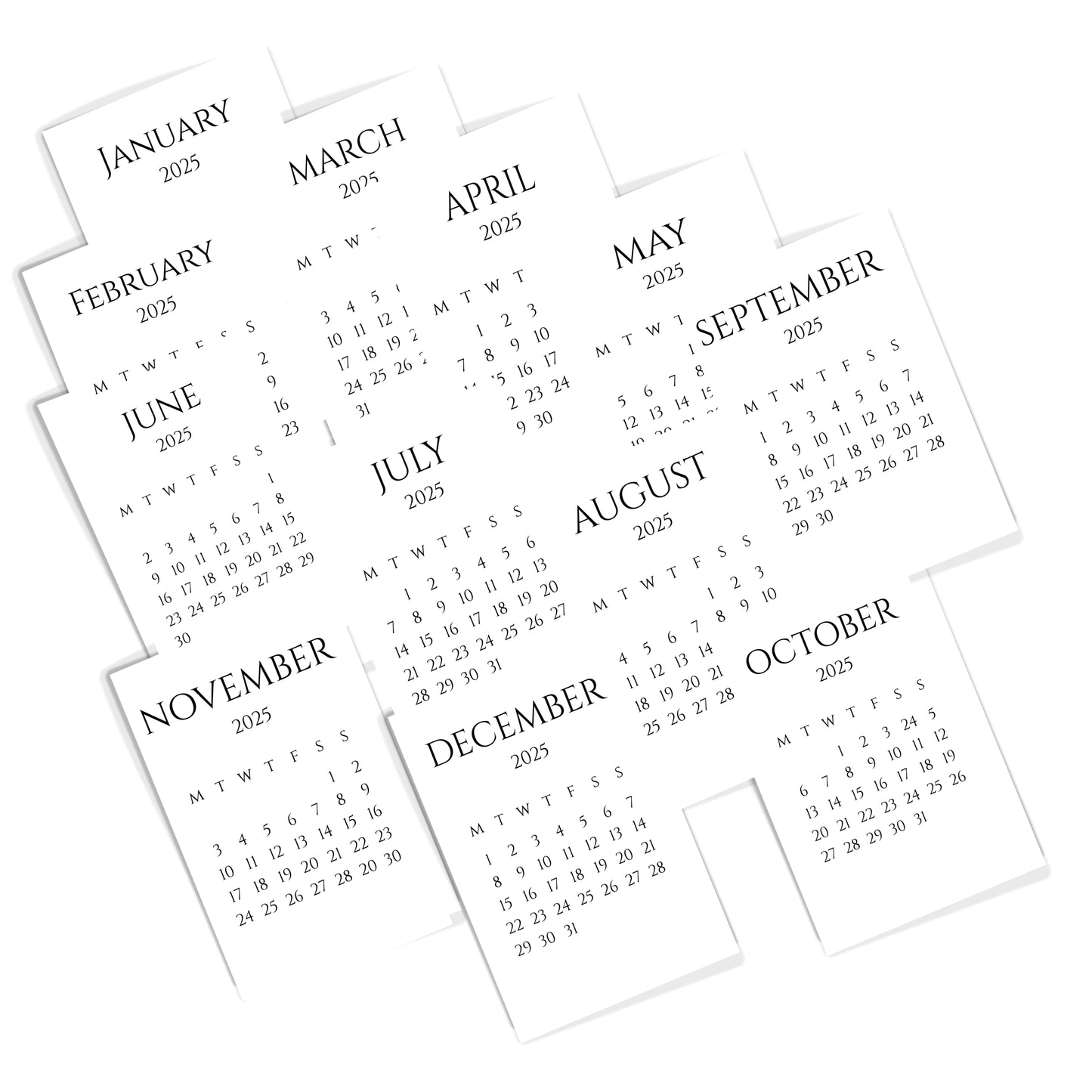 Planner pocket calendar cards