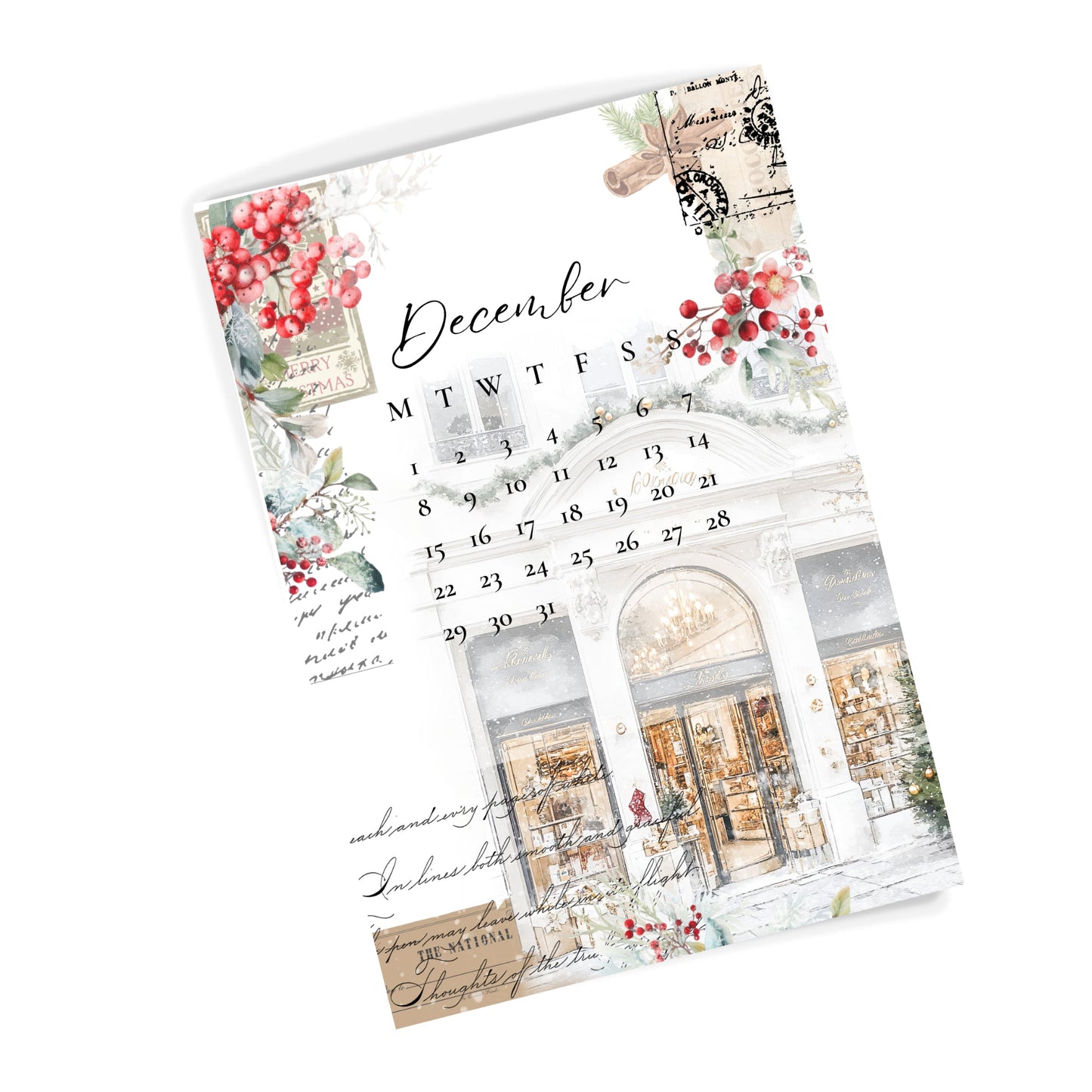 December 2025 planner dashboard with vintage-style design on a white background. Planner Dashboard | Vintage Theme | Planner Inserts | A5 A6 | Pocket Personal Planner Dashboards | Planner Dividers | HP Mini & Classic - Paperlane Planner Co
