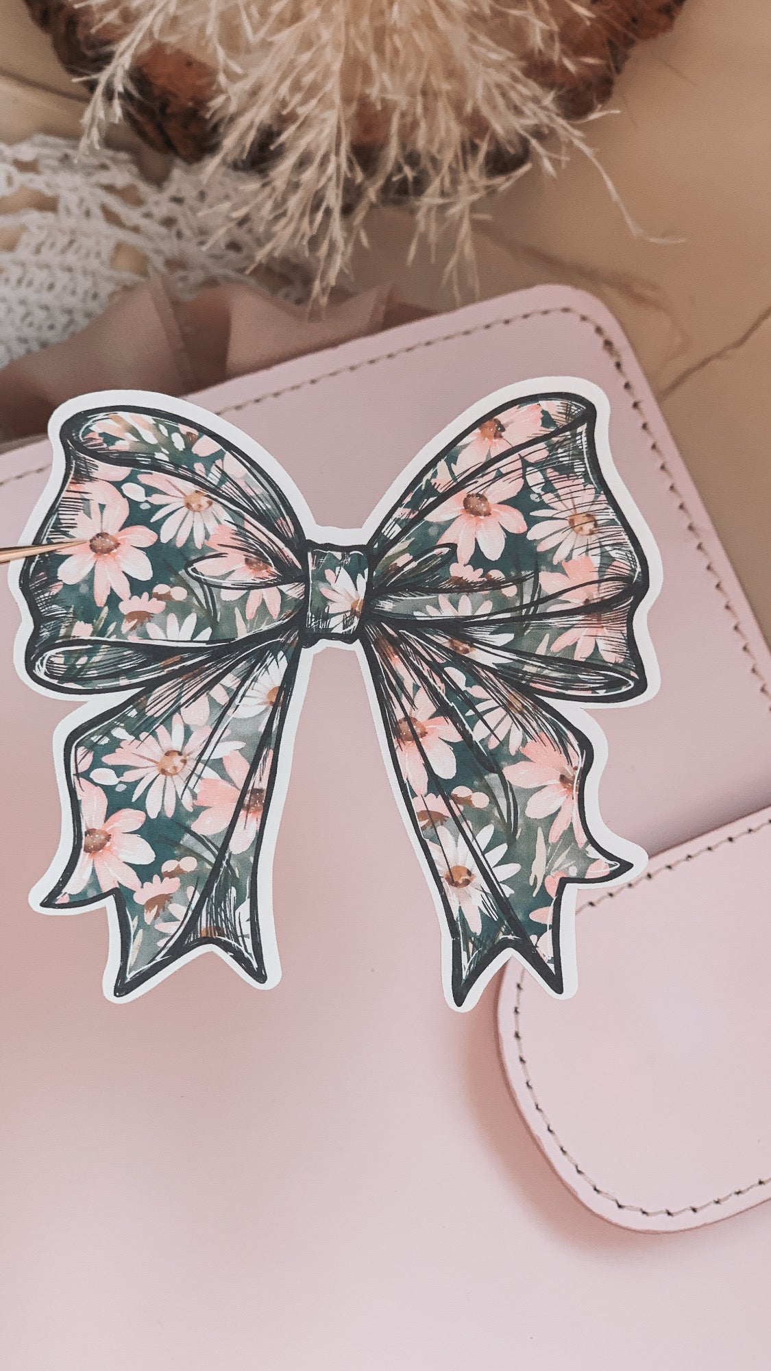 Floral Bow Die Cut Sticker - Paperlane Planners C0