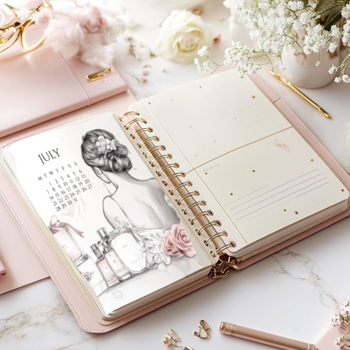 A stylish monthly calendar dashboard for July 2025 - Paperlane Planners Co