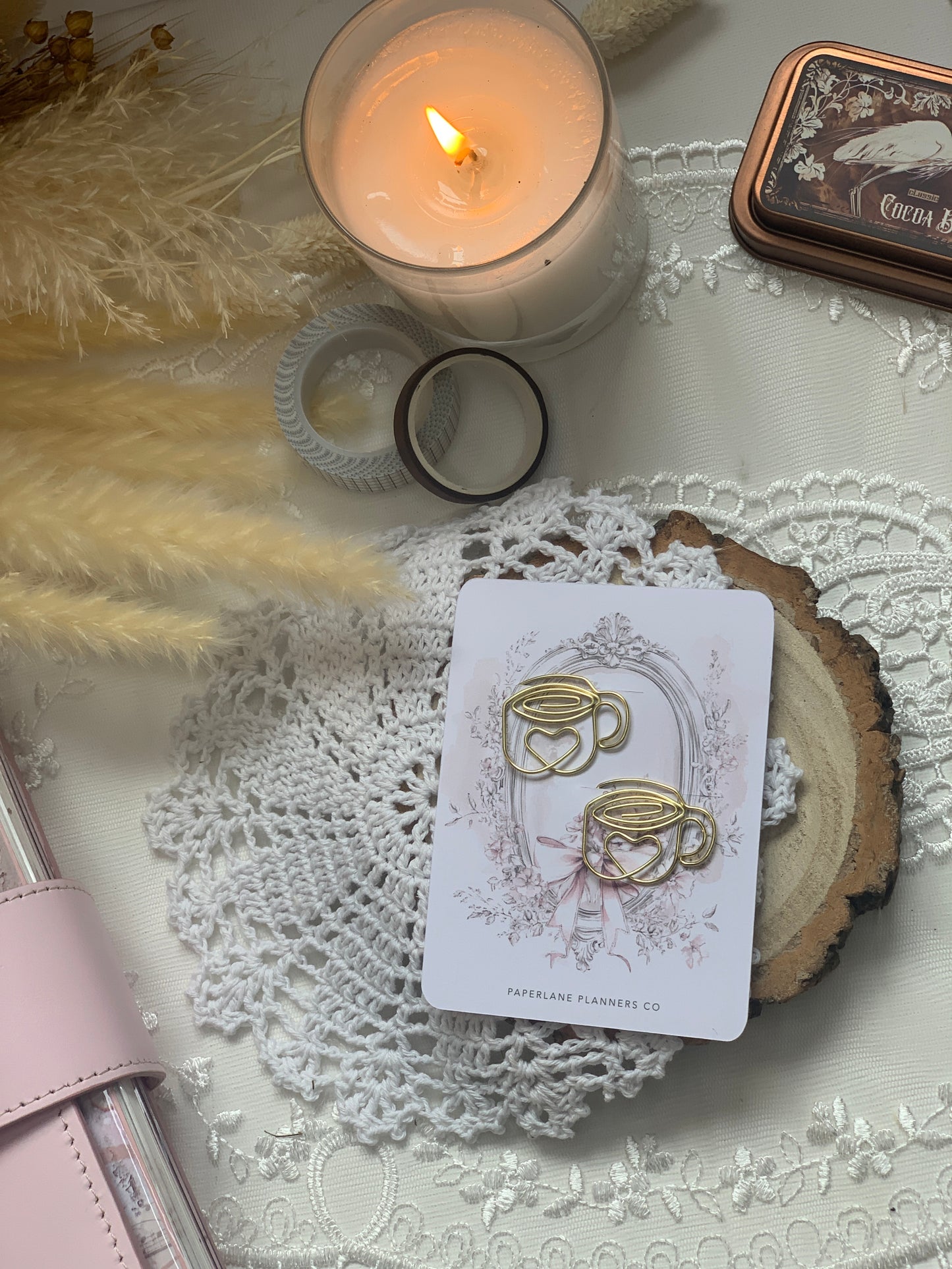 SET OF TWO GOLD COFFEE CUP PAPER CLIPS