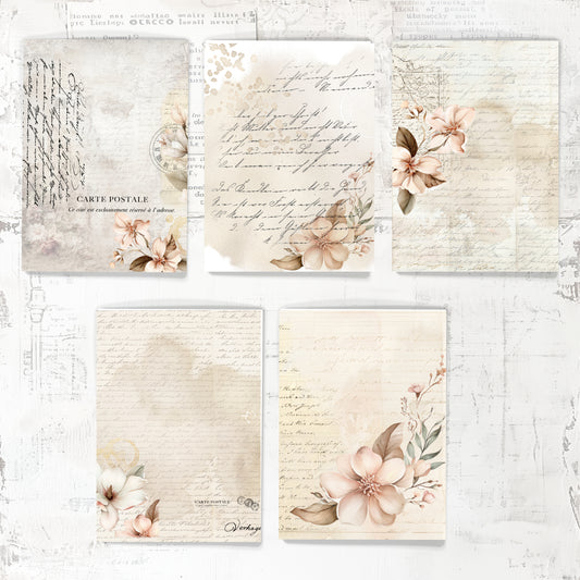 Set of floral and script design vellums