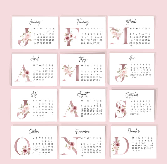 2026 MONTHLY CALENDAR PLANNER CARDS