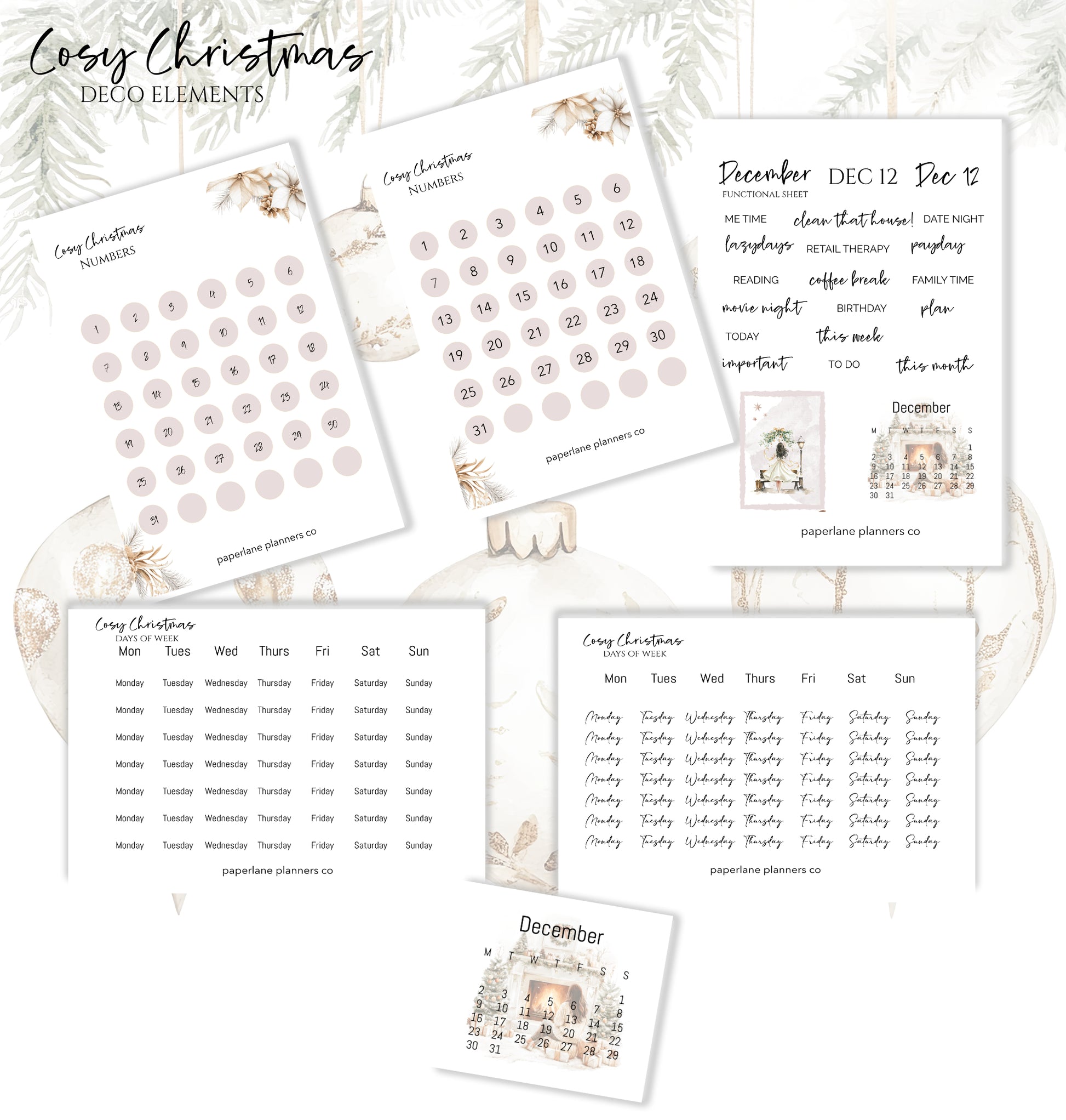 Cosy Christmas | Decorative Kit - Paperlane Planners Co