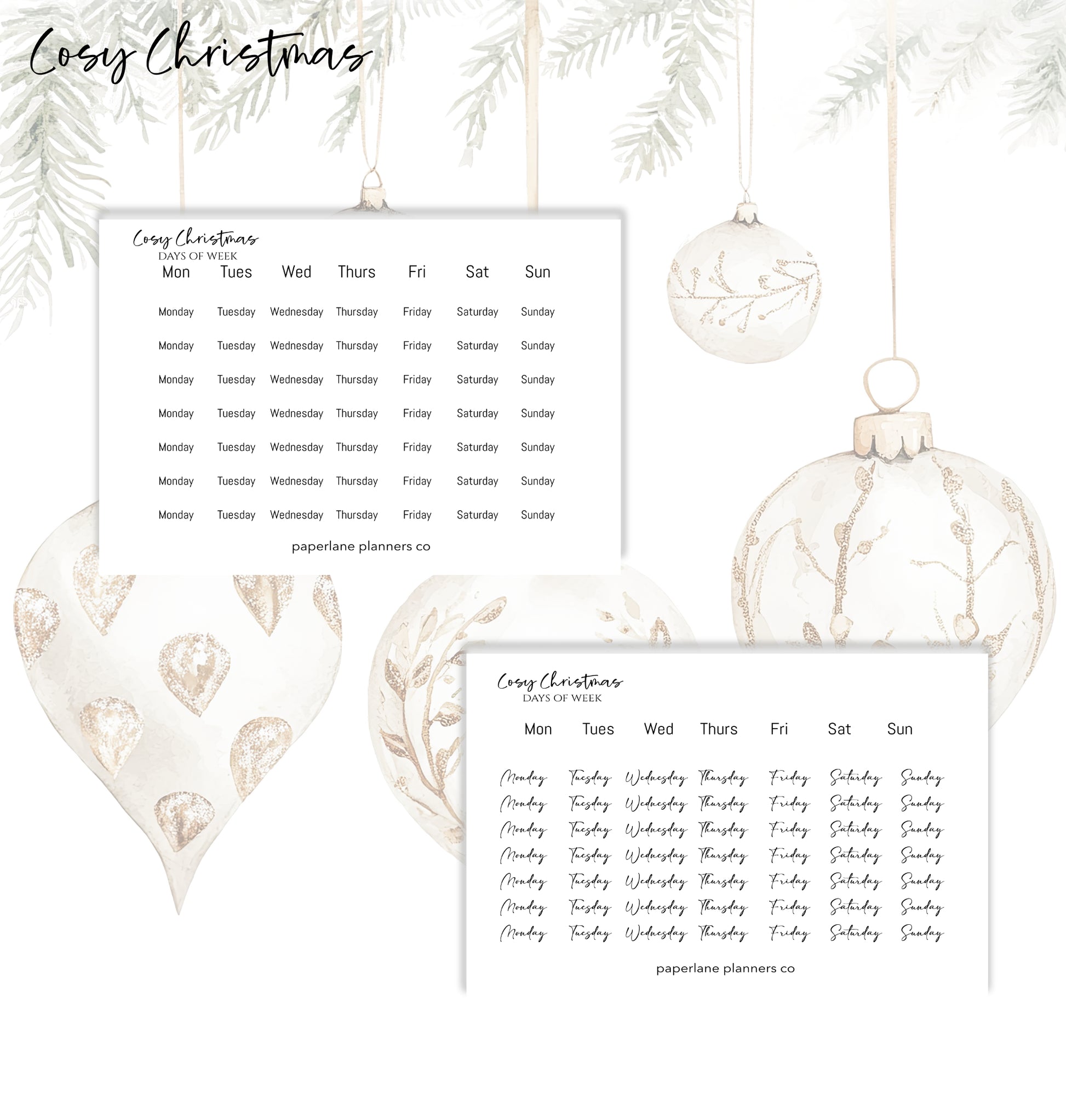 Cosy Christmas | Functional Sheets - Paperlane Planners Co