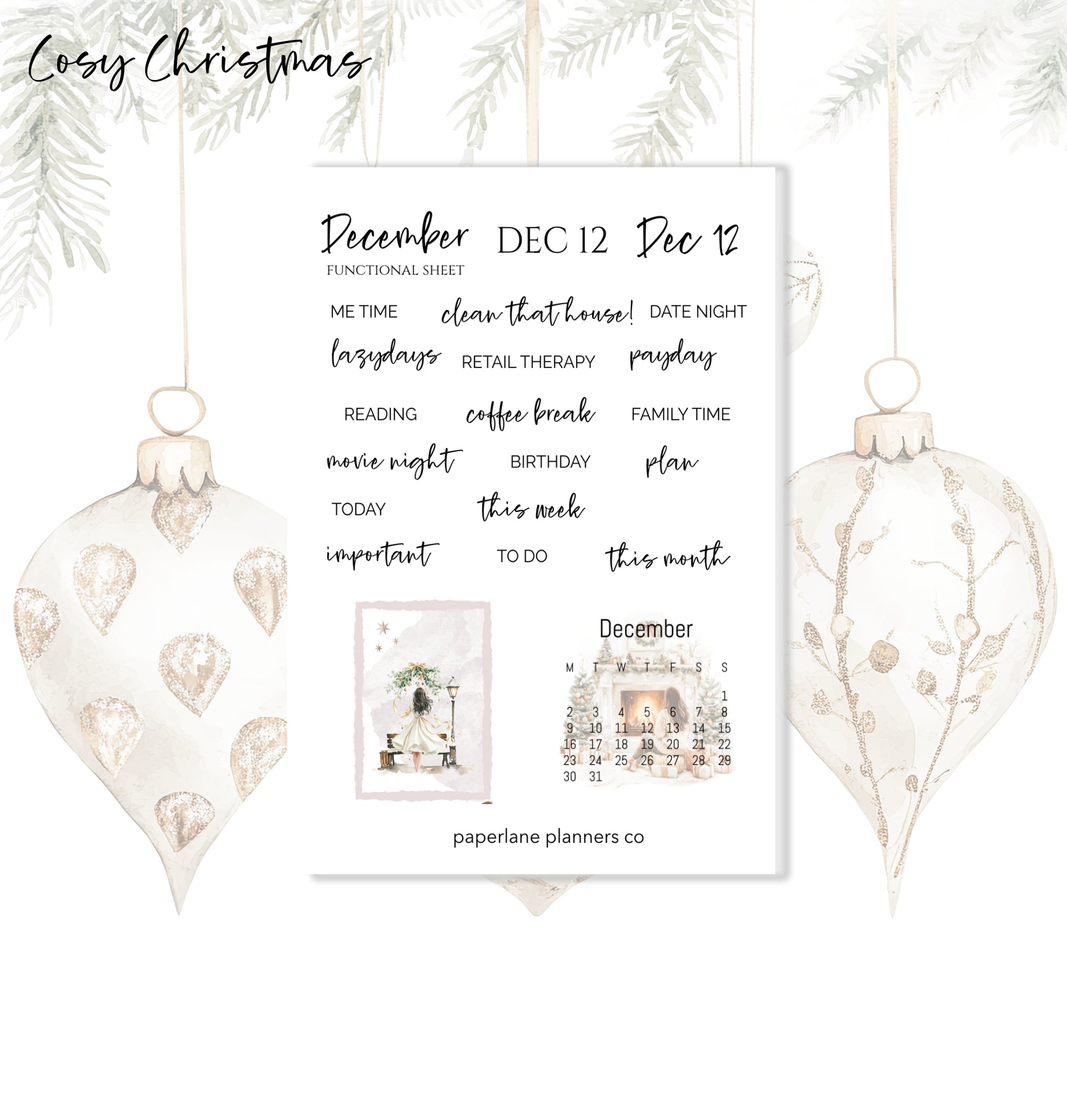 Cosy Christmas | Functional Sheets - Paperlane Planners Co