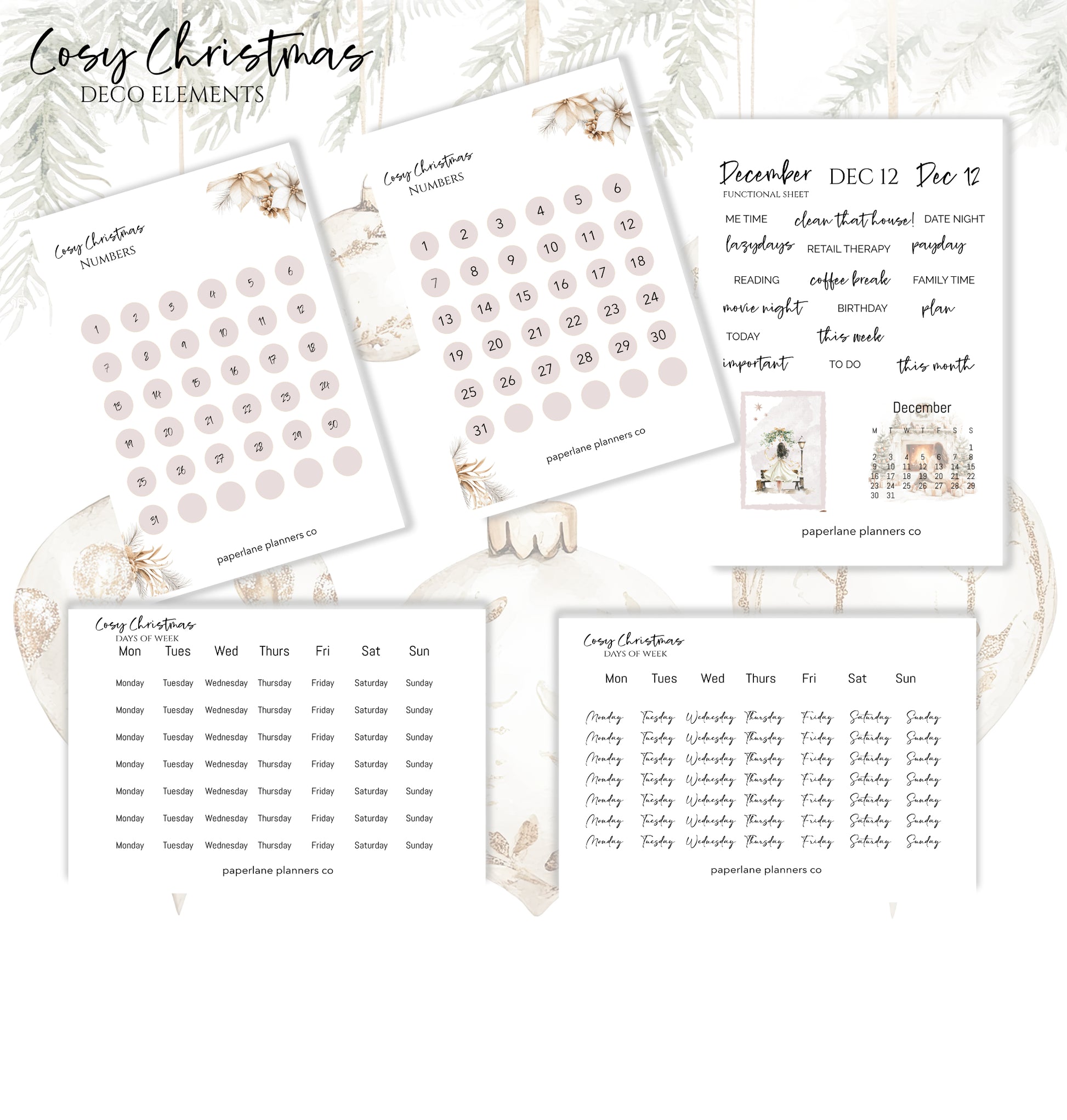 Cosy Christmas | Functional Sheets - Paperlane Planners Co