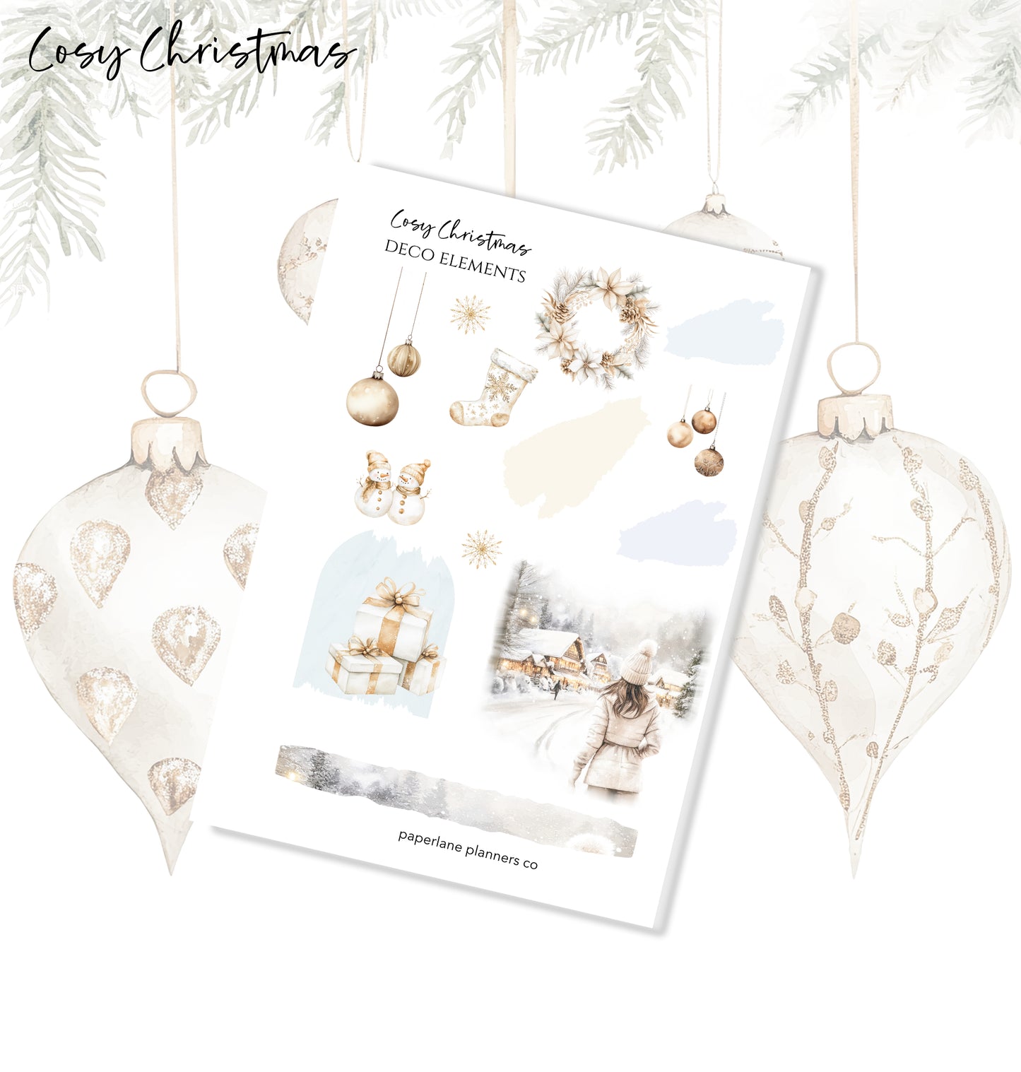 Cosy Christmas Large Deco Elements - Paperlane Planners Co