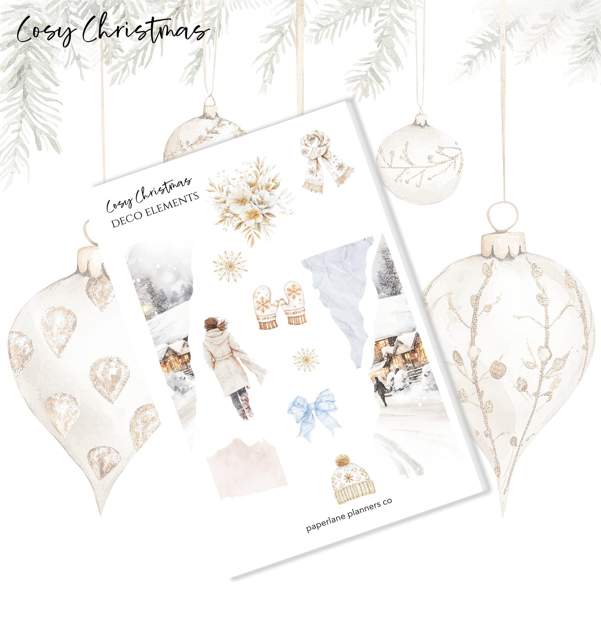 Cosy Christmas Large Deco Elements - Paperlane Planners Co