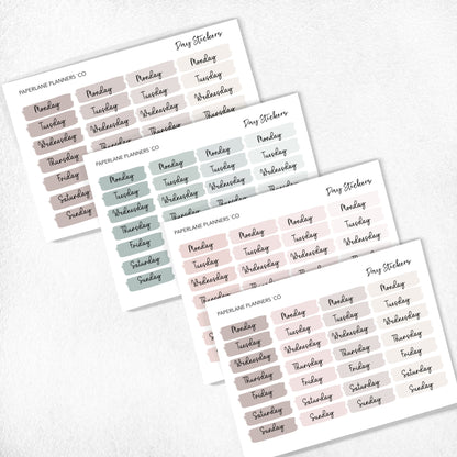 Script Functional Days of Week Stickers 