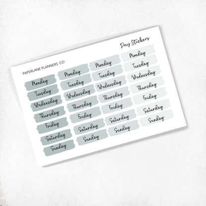 Script Functional Days of Week Stickers 