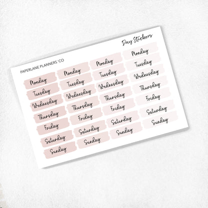 Script Functional Days of Week Stickers 