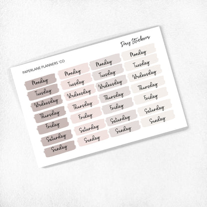 Script Functional Days of Week Stickers 