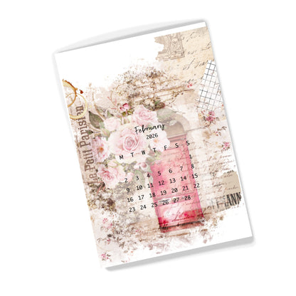 February 2026 planner dashboard with vintage-style design on a white background. Planner Dashboard | Vintage Theme | Planner Inserts | A5 A6 | Pocket Personal Planner Dashboards | Planner Dividers | HP Mini & Classic - Paperlane Planner Co