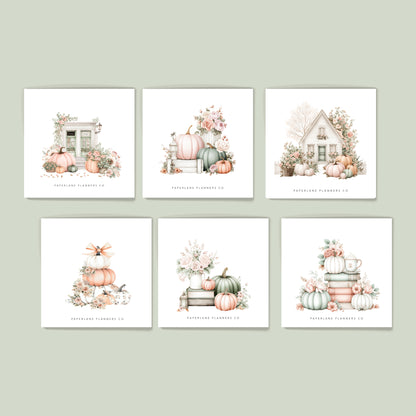 Set of six autumn-themed stickers - Paperlane Planners `Co