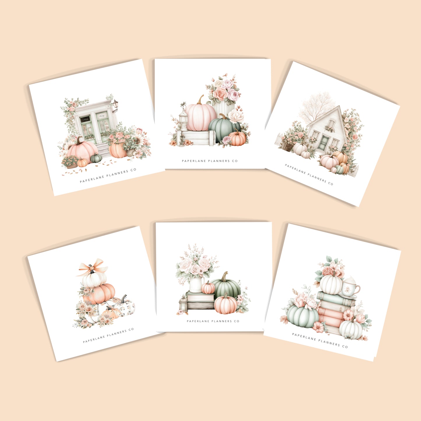 Set of six large planner stickers, autumn pumpkins - Paperlane Planners Co