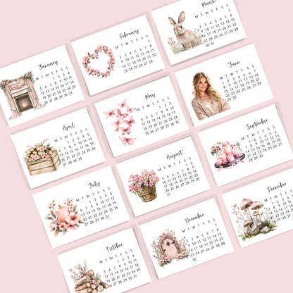 Set of 12 monthly calendar cards - Paperlane Planners Co