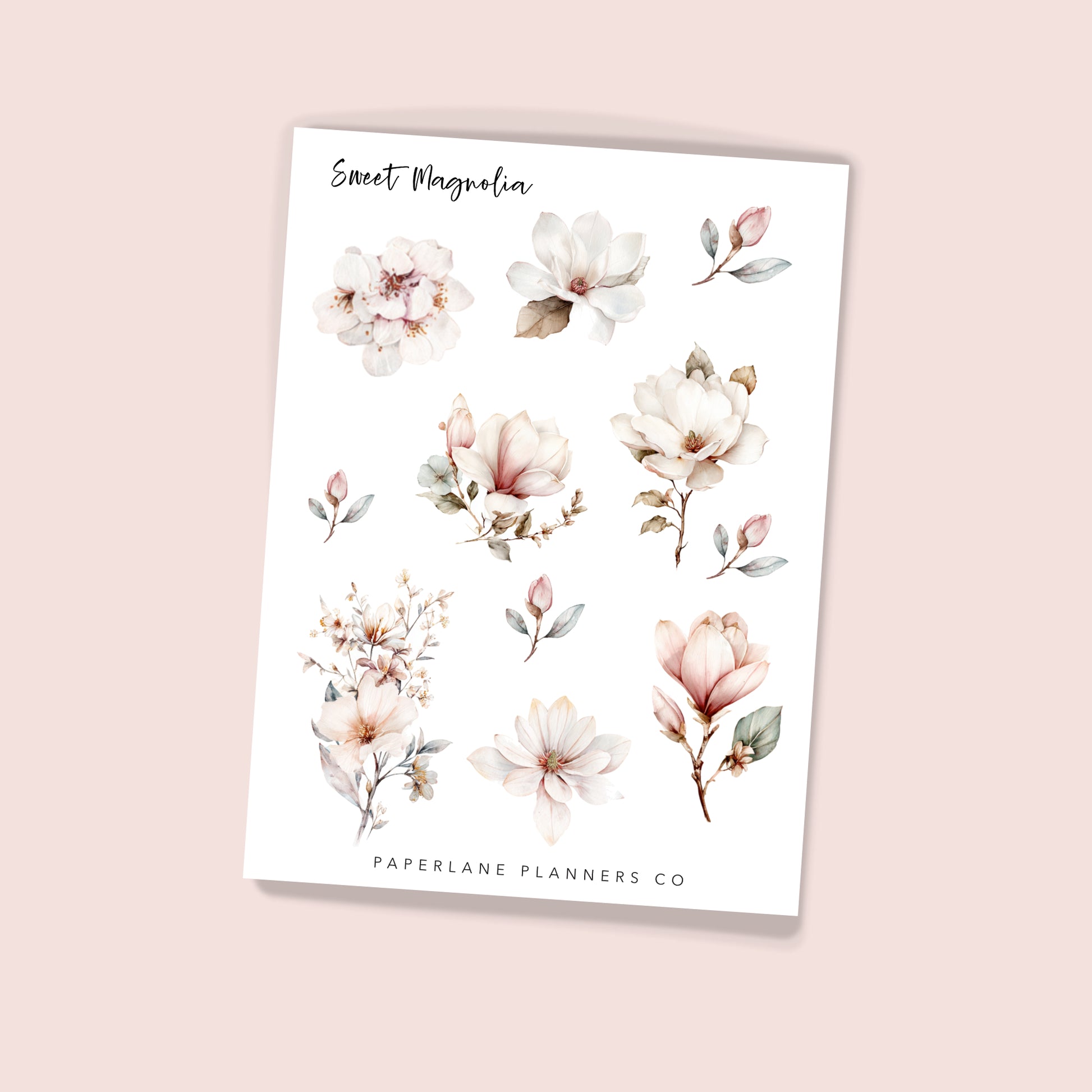 Magnolia floral sticker sheet - Paperlane Planners Co
