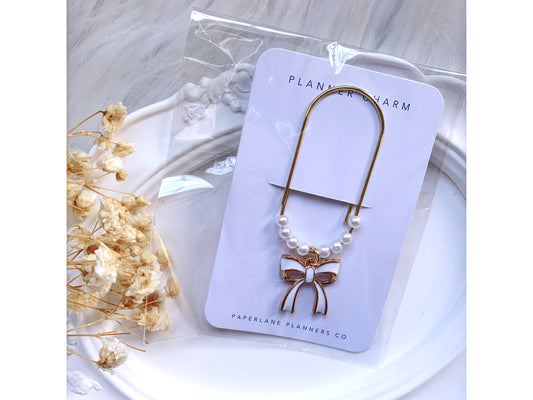 WHITE BOW PLANNER CLIP